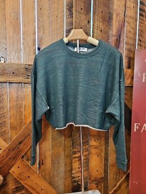 384 Double Zero Forest Green Cropped French Terry Sweatshirt